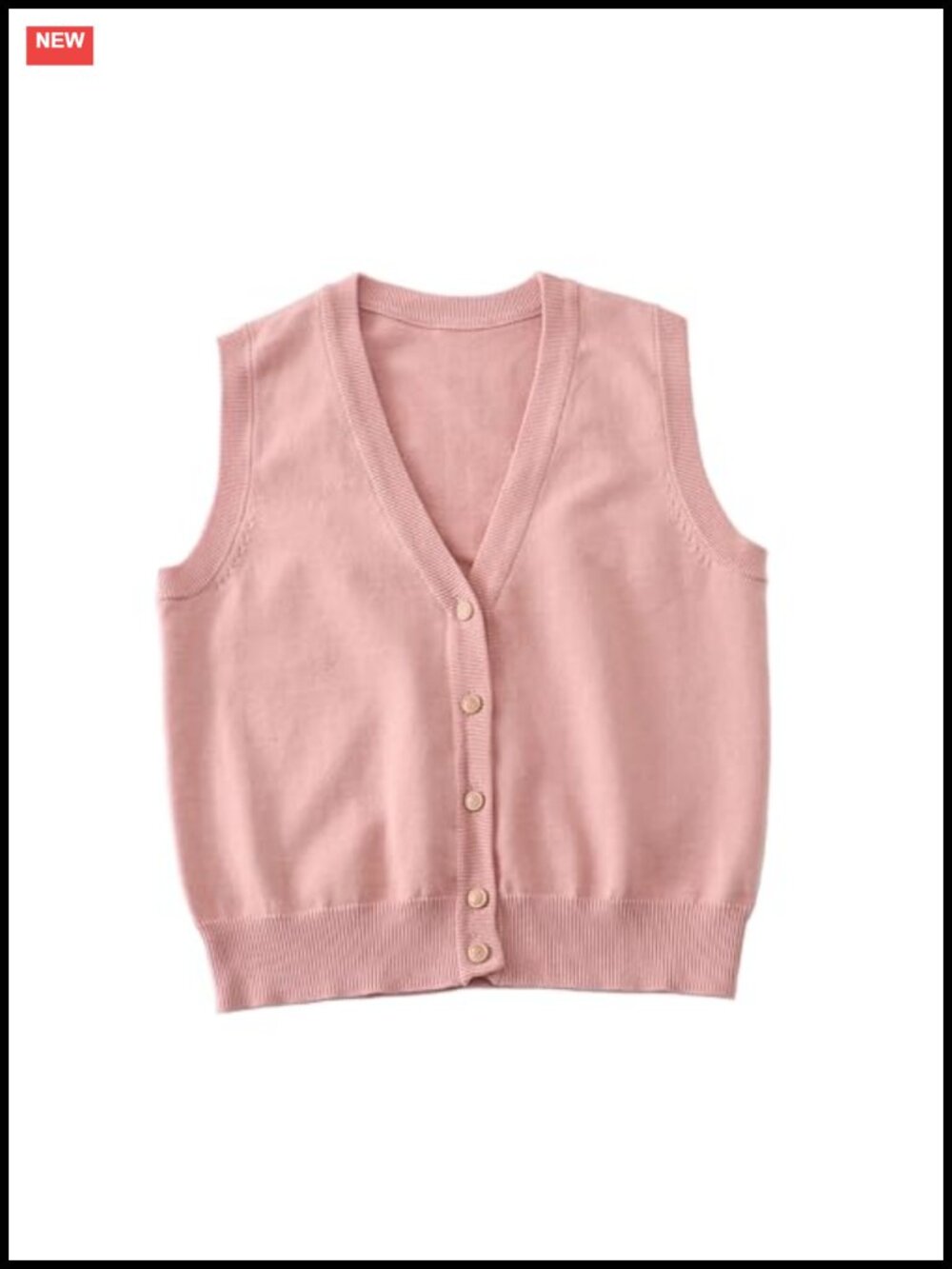 V Neck Button Down Cotton Sweater Vest Sleeveless Knit Tank Top